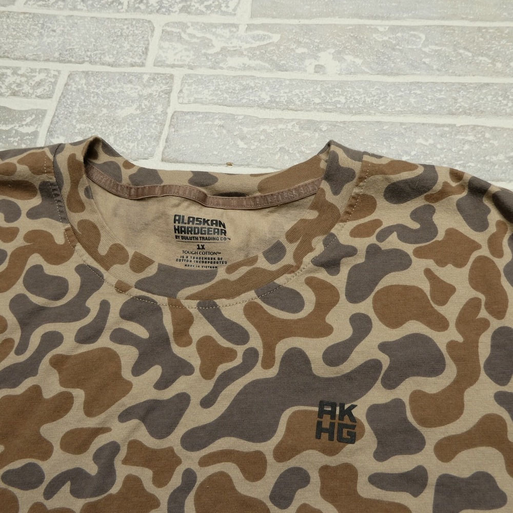 Alaskan Hardgear Top Womens 1X Brown Camo Tough Cotton Boxy Crop Short Sleeve - Picture 2 of 6